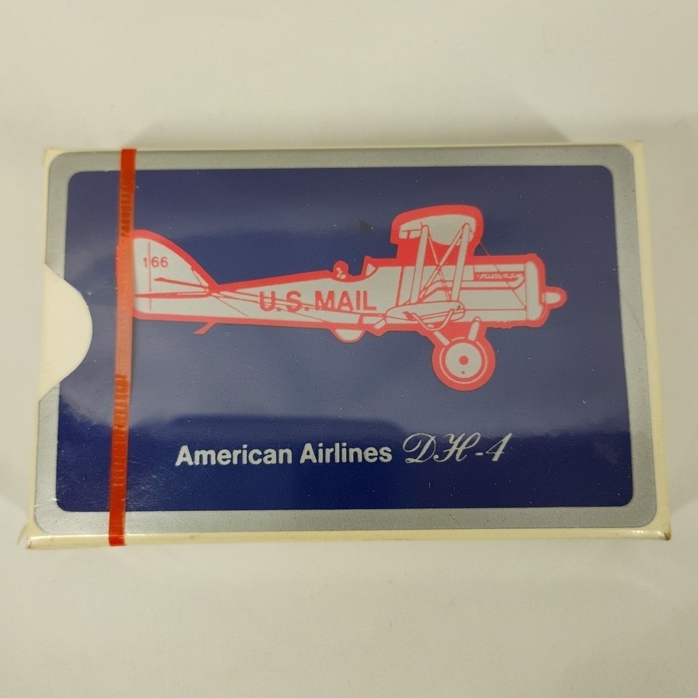 Vintage Card Deck American Airlines Playing Cards Unopened DH 4 US Mail Plane